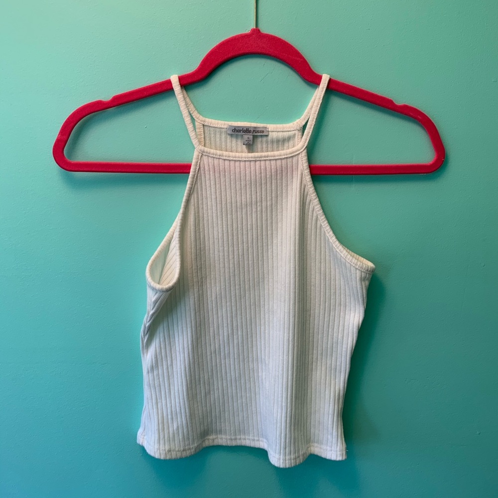 White High Neck Tank Top